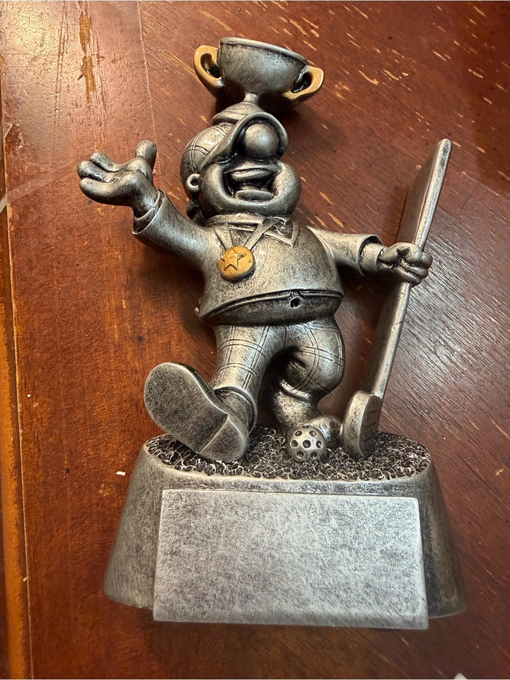 Novelty Golfer Trophy Figurine in Antique Silver Finish